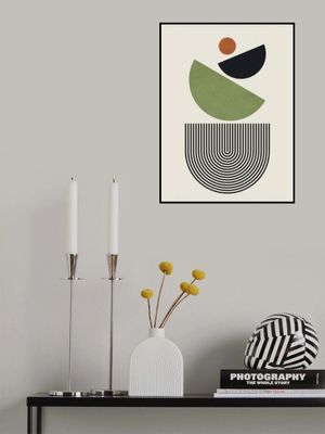 Geometric Shapes in Green Black and Orange