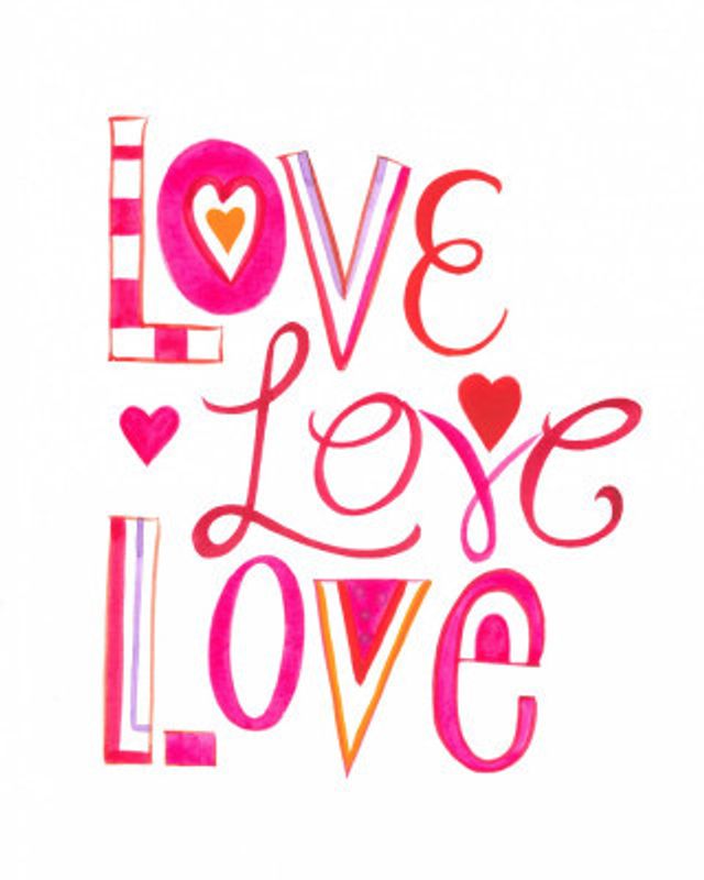 Colorful Letters With Heart Motifs