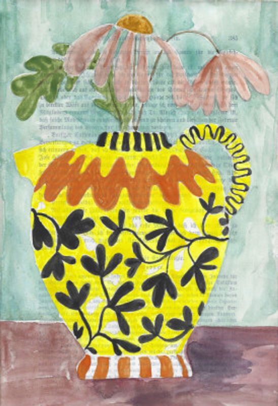 Coneflower In A Flowered Pitcher