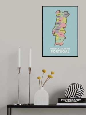 Vintage Political Map of Portugal