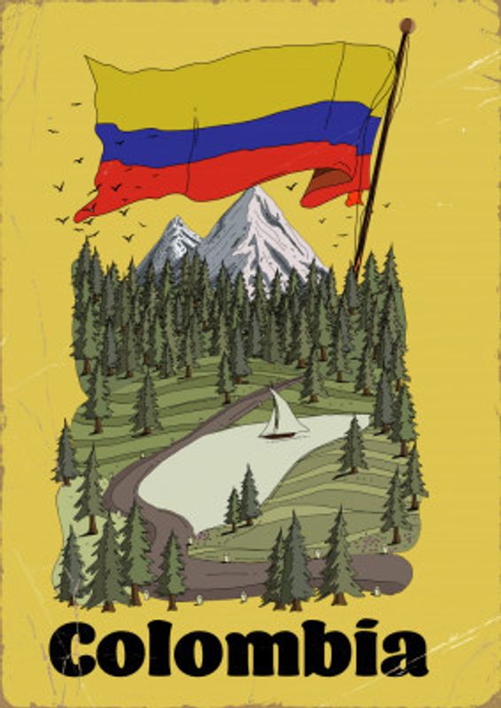 Colombia Vintage Travel Poster