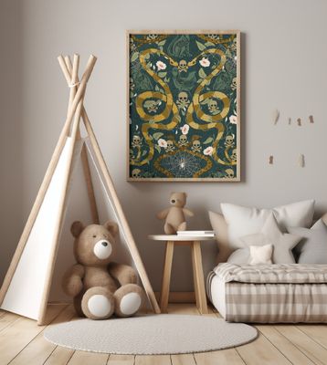 Gothic cottage dark emerald pattern