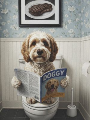 Cockapoo In the Bathroom