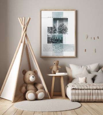 Poster Art BOSTON Bunker Hill Monument | turquoise marble