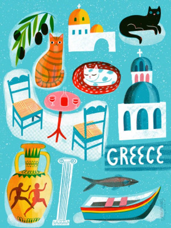 Screenprint Vintage Travel Greece