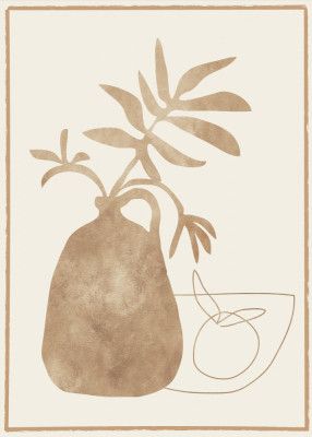 Minimal Art Vase With Leaves