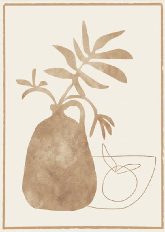 Minimal Art Vase With Leaves