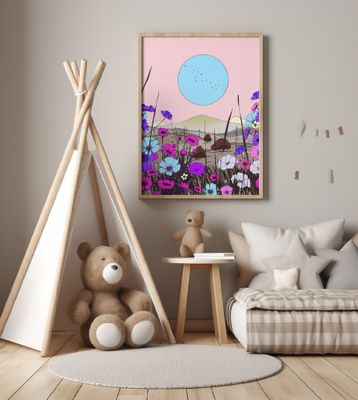 Vintage Japan Sunset Landscape