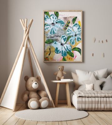 Bold Blue and Green Flowers