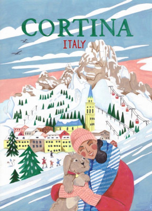 Travel Poster Woman in Cortina, Italy