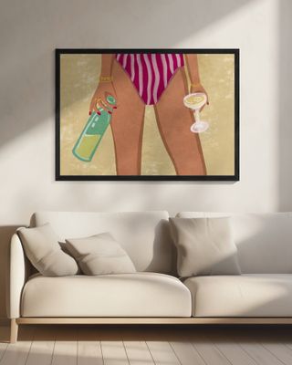 Girl with wine at the beach