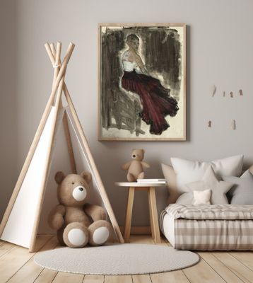 A Woman in a Red Flowing Skirt