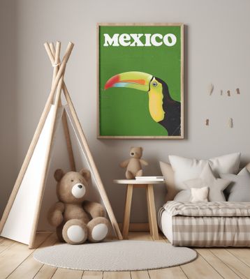 Mexico Toucan vintage Travel Poster