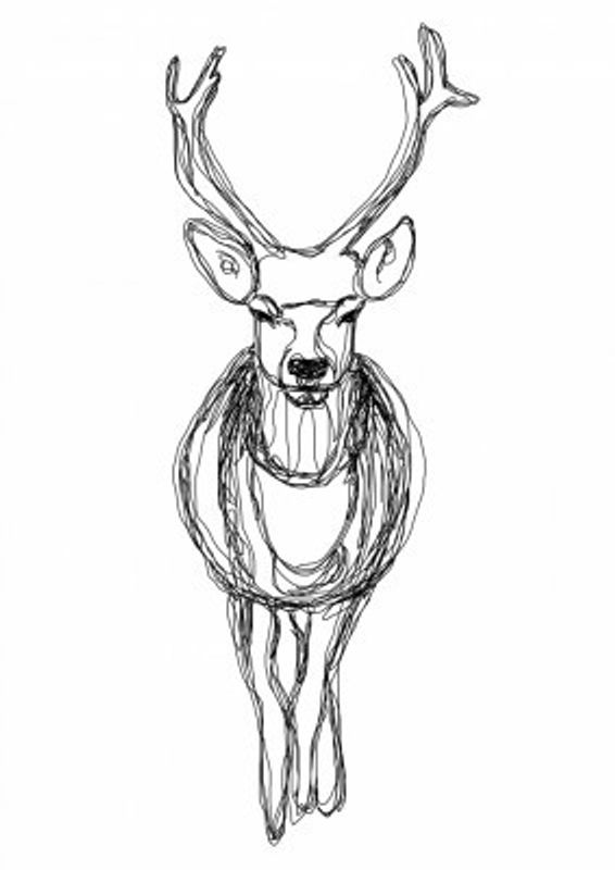 Minimalist Deer Line Art
