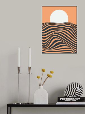 Sunset With Wavy Lines And Warm Colors