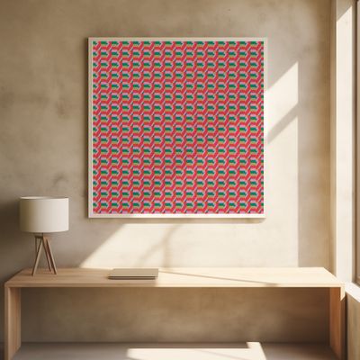 Geometric Pattern with Red and Green