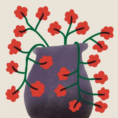 Red Abstract Flowers