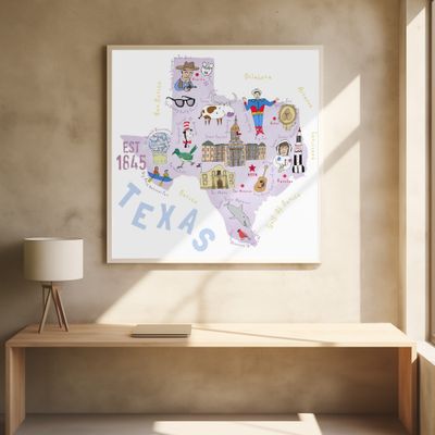 The Southern State of Texas by Map Artist Carla Daly