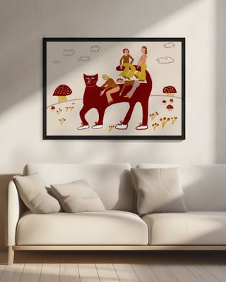 Giant cat with mushrooms