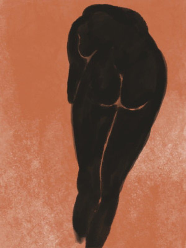 Bathing nude in black