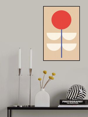 Graphic Floral Geometric Red Flower