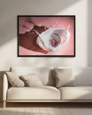 Strawberry fall into the milk trap