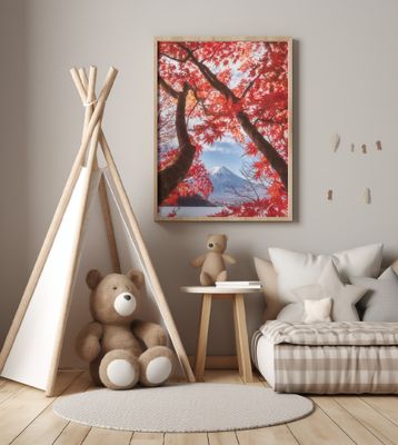 Mt.fuji is in the autumn leaves