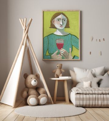 Lady with Red Wine