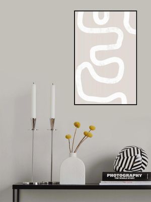 Fluid White Lines On A Beige Background