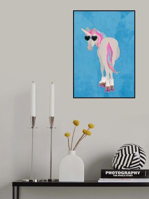 Unicorn rollerskating blue