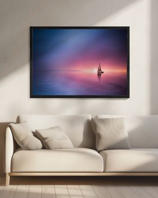 Sailing across the lake toward the sunset