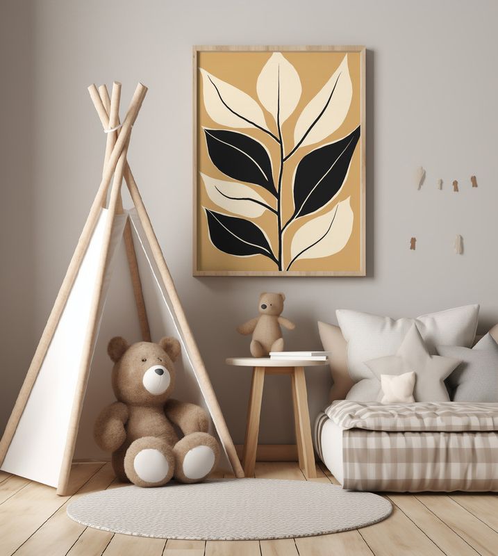 Black and cream botanical