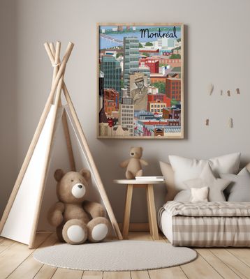 Montreal, Canada with Leonard Cohen Mural by Artist Carla Daly