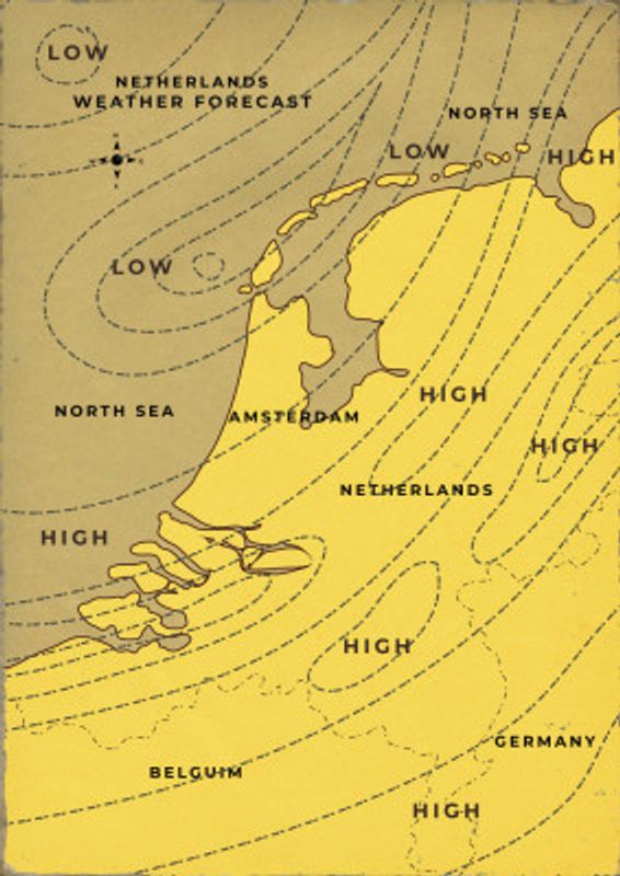 Netherlands Vintage Weather Map