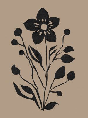 Black Flower Modern Botanical Silhouette