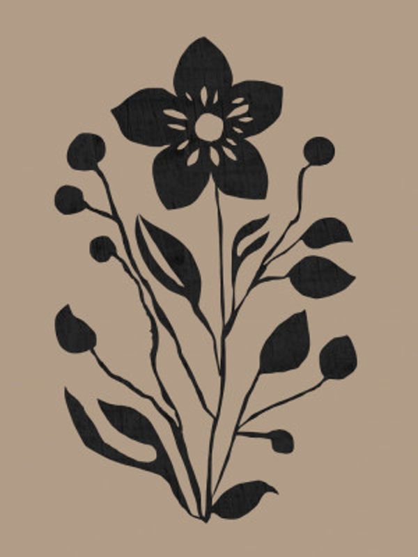 Black Flower Modern Botanical Silhouette