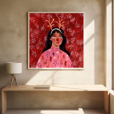 Modern abstract Christmas portrait woman