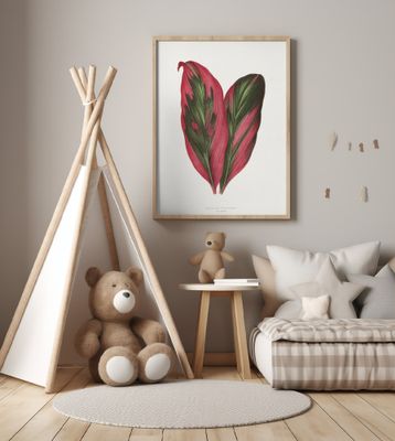 Pink Dracaena Terminalis Leaf Illustration