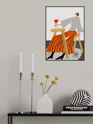 Just one glass.  Lady drinking wine