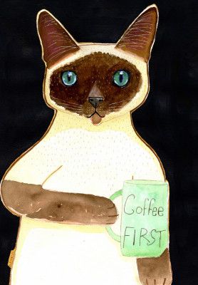 coffee cat 2 Siamese