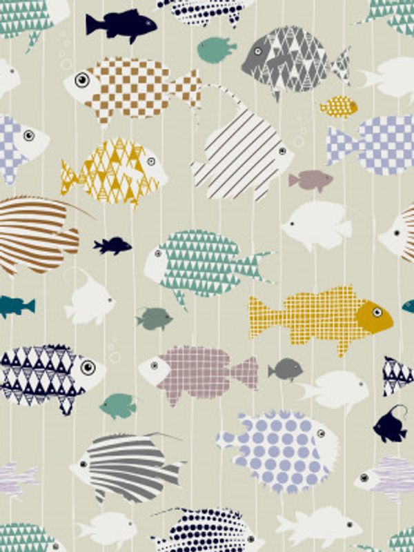 Fresh fish on warm grey pattern