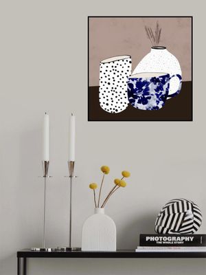 Polka Dot Vase and Floral Patterned Mug