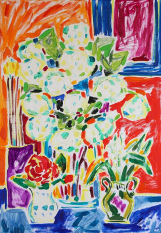 Flowers In My Studio, Tamara Jare, oil on canvas