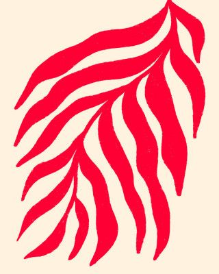 Red Silhouette Textured Branch