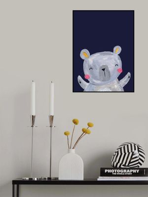 Cute Woodland Bear On Navy - Kids &amp; Baby nursery
