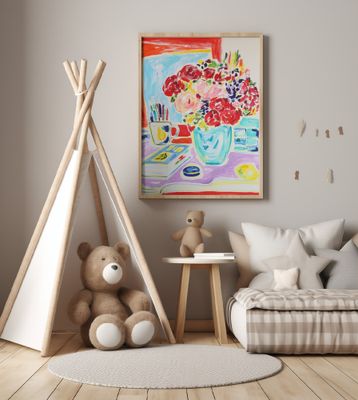 Still Life With Flowers And A Lemon, Tamara Jare, oil on canvas