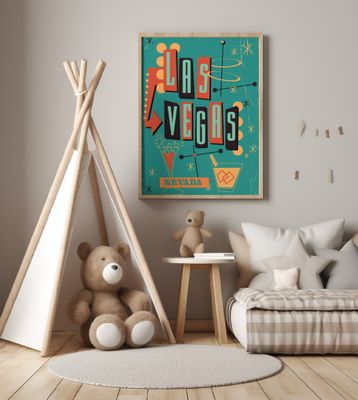 Las Vegas Nevada Vintage Style Travel Poster