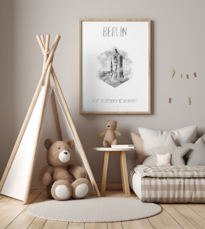 Coordinates BERLIN | monochrome watercolor