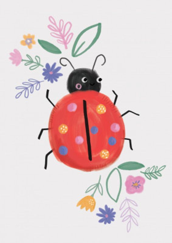Ldt208 Cute Critters Lady Bug Kids Print -