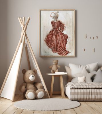 Woman In A Red Striped Dress